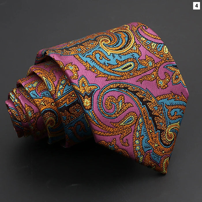 Paisley Tie 8Cm Necktie For Mens Fashion Business And Weddings