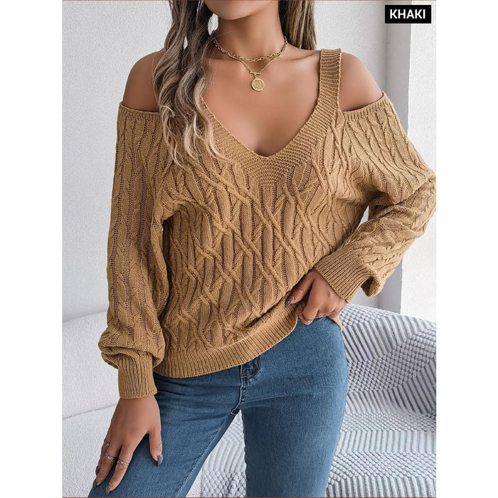 Off Shoulder Lantern Sleeve Sweater For Women