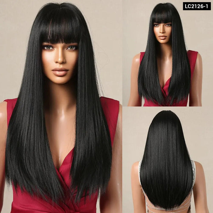 Long Straight Black Synthetic Wig