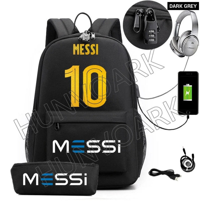 Unisex Messi Casual 15.6 Inch Laptop Back Light Anti Theft School Bag