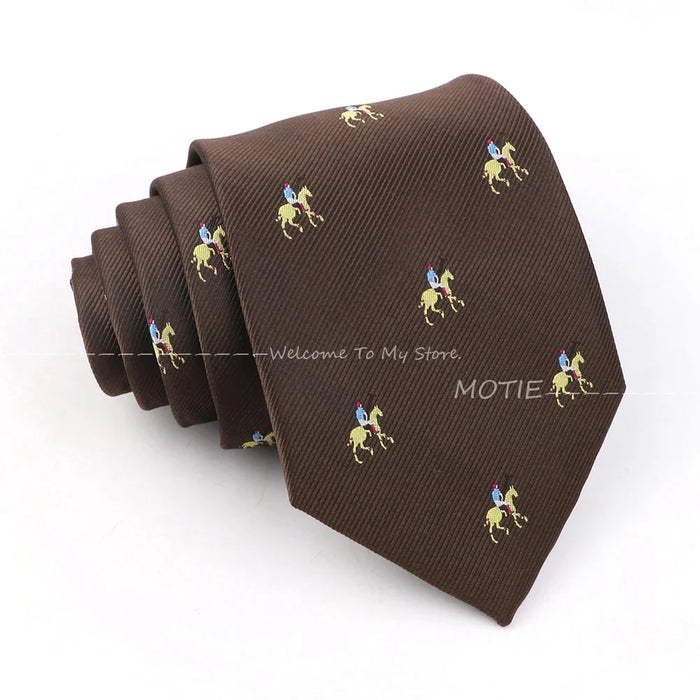 Horseback Riding Neckties Brown Polyester Ties For Men