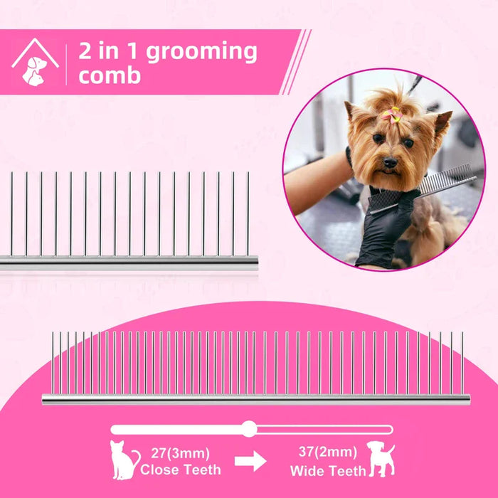 Stainless Steel Dog Grooming Scissors Set Safe Ergonomic Pet Trimmer Kit With Thinning Straight And Curved Shears Comb