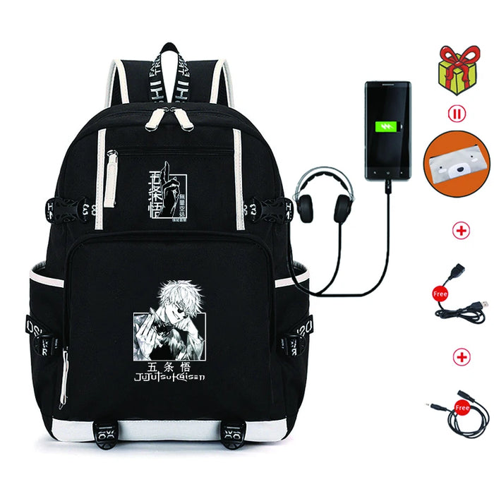 Unisex Anime Jujutsu Kaisen School Multifunction USB Charging Backpack