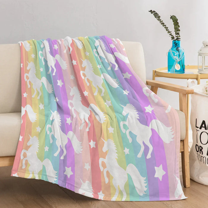 Soft Unicorn Throw Blanket Plush For Sofa Couch And Bed