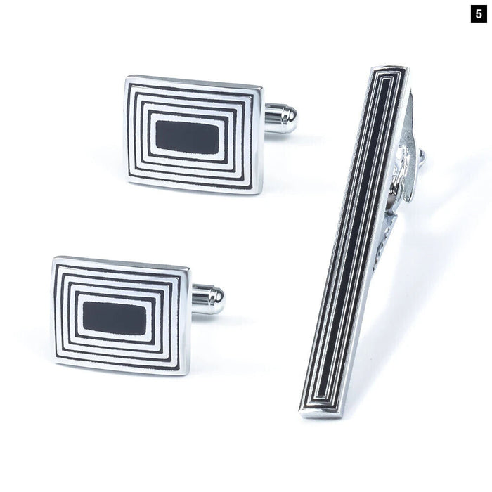 Anchored Style Tie Clip Set With Beard Scissors Pattern Mens Jewelry