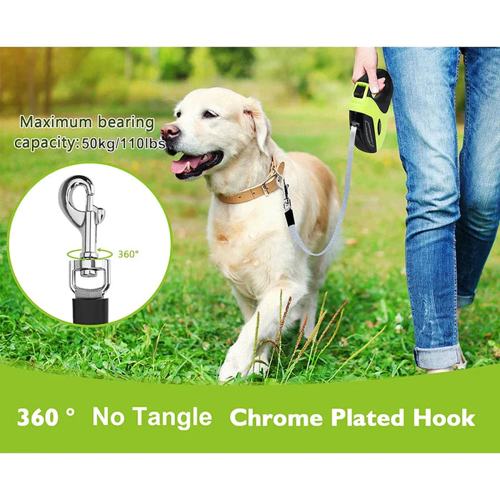 Retractable Dog Leash Ergonomic One Handed Brake No Tangle