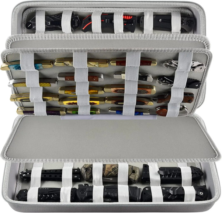 66 Pocket Knife Display Case Folding Holder Storage Organizer