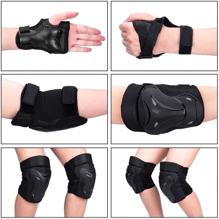 6Pcs Adult/Child Knee Elbow Pad Wrist Guard Protective Gear Set for Roller Skating Skateboard