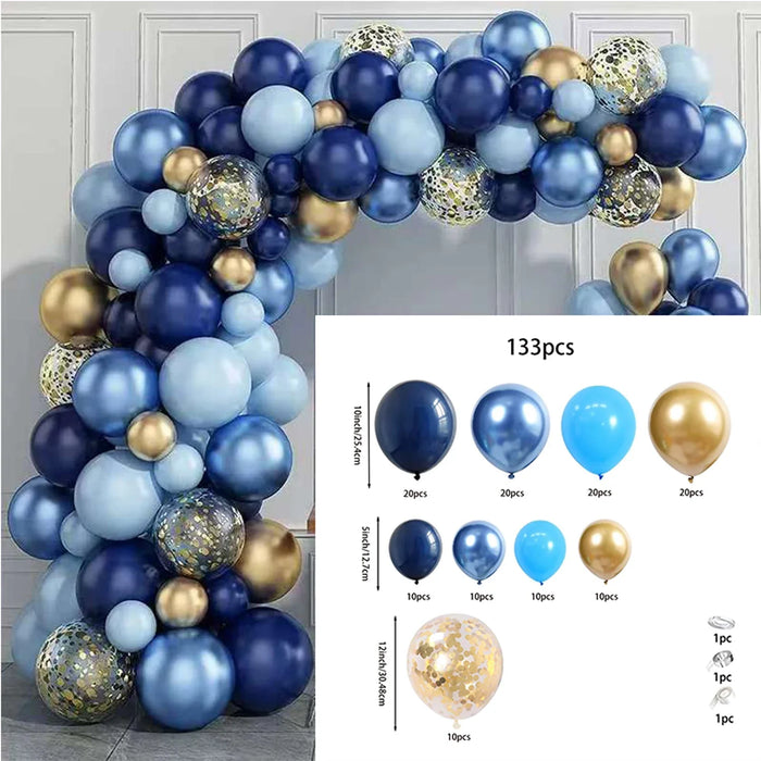Blue Metallic Balloon Garland Set Gold Balloon Arch Birthday Party Decoration Wedding Birthday Christening