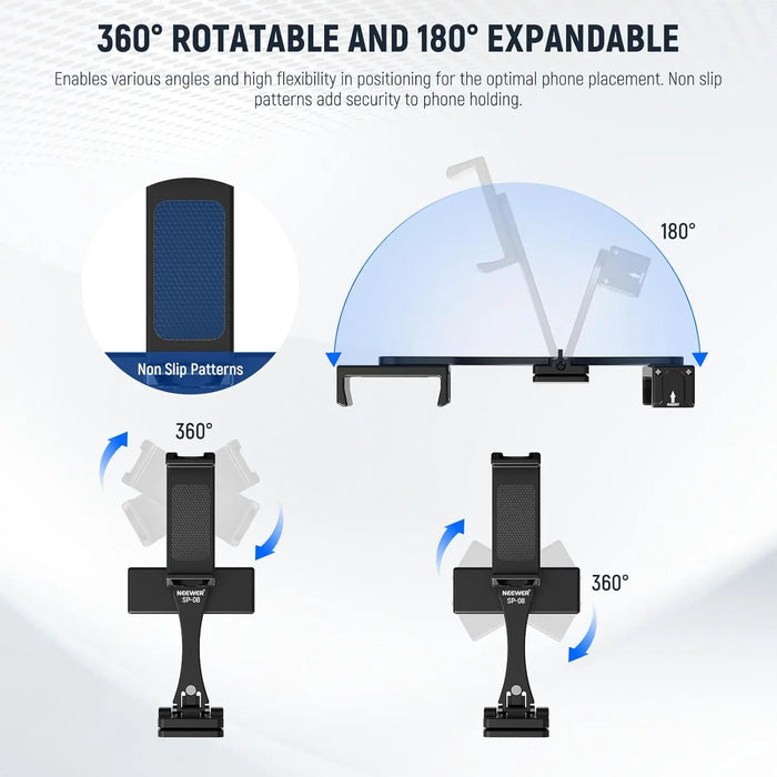 18 61 Phone Tripod & Selfie Stick With 360° Dual Holder For Video Recording & Teleprompter