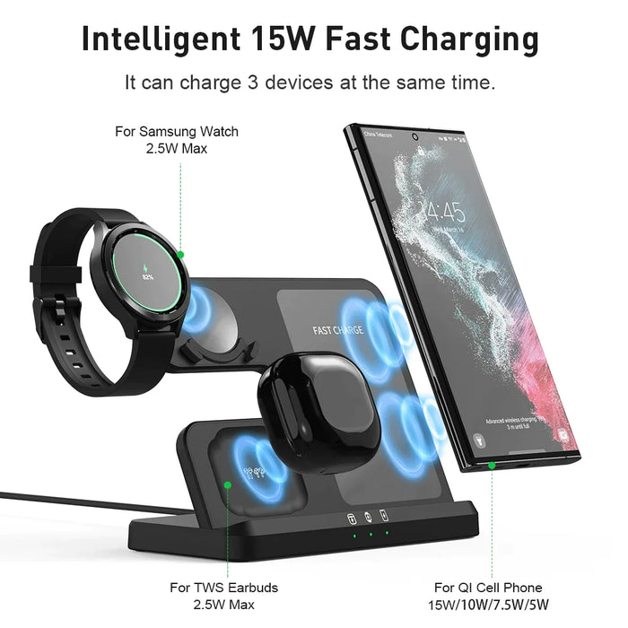 3 In 1 Wireless Fast Charging Dock Station For Samsung