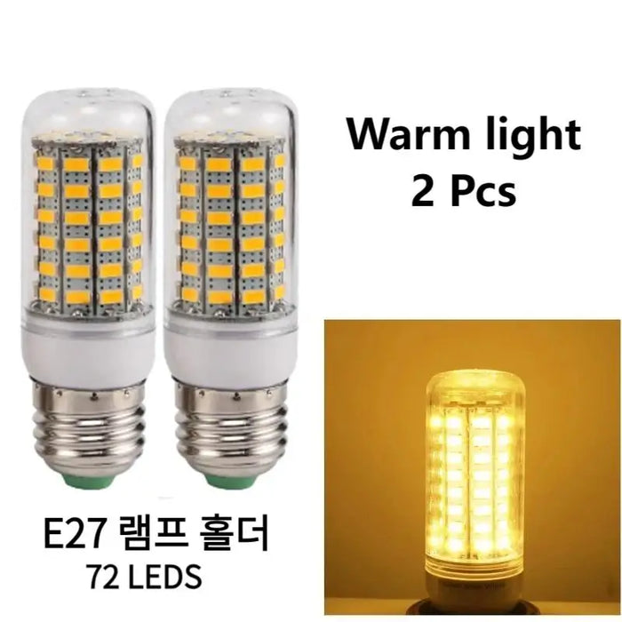 Set Of 2 E27 Screw Led Corn Bulbs 72 Smd 5730 Leds Super Bright 220V For Home Chandeliers And Candle Lights