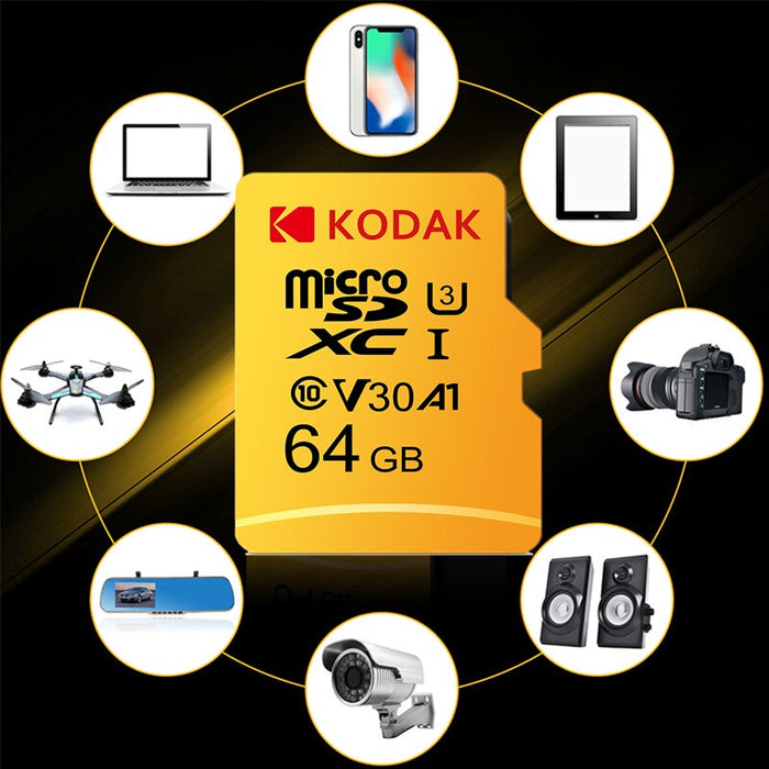 Kodak Micro SD Card Memory Card Class 10 64GB U3 4K High Speed Cartao De Memoria Flash Memory TF Mecard C10