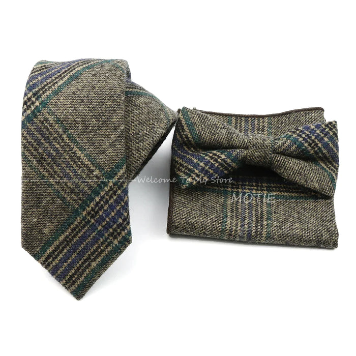 Mens Plaid Wool Tie Set For Business Weddings And Gifts