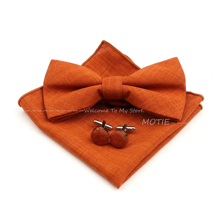 Design Cotton Handkerchief Set Adult And Kids Butterfly Bowtie Cufflink Brooch Party Suit Accessories