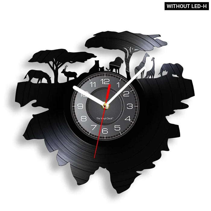 Jungle Animals Vinyl Record Wall Clock