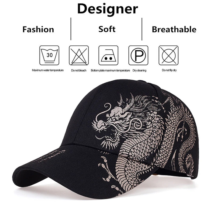 Dragon Print Snapback Cap / Hat For Outdoor Wear