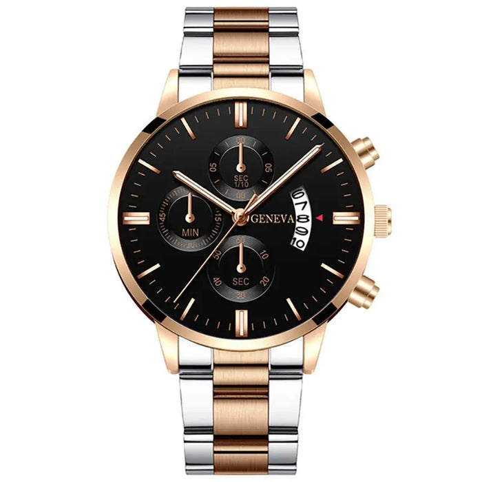 Stainless Steel Mens Luxury Watch With Calendar Business Quartz Wristwatch For Men