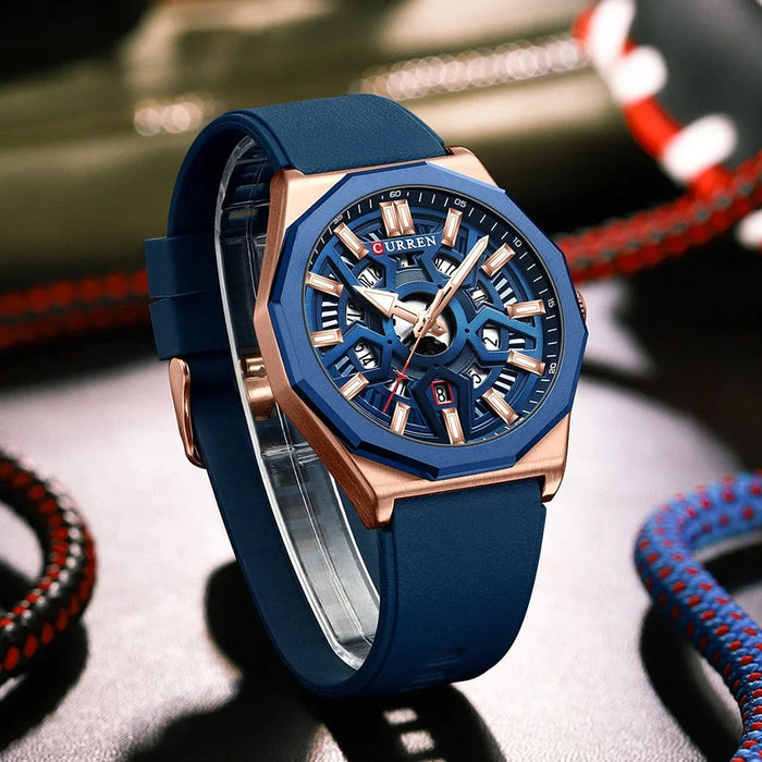 Fashion Creative Design Watches Men Quartz Silicone Strap Date Wristwatches For Male Clock With Luminous Hands