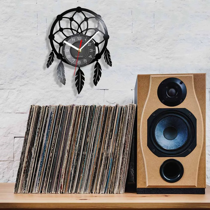 Boho Dreamcatcher Vinyl Record Wall Clock