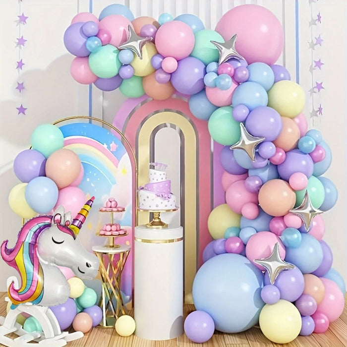131Pcs Unicorn Balloon Arch Garland Set Birthday Party Wedding Anniversary Indoor And Outdoor Spring / Summer Decor