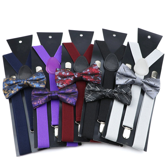 Colourful Suspenders And Bow Tie Set