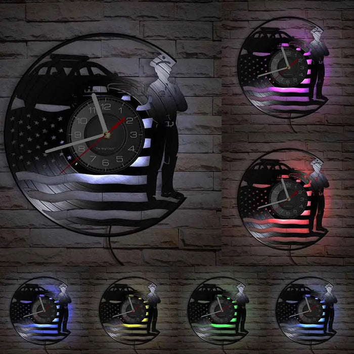 Usa Policeman Vinyl Record Wall Clock