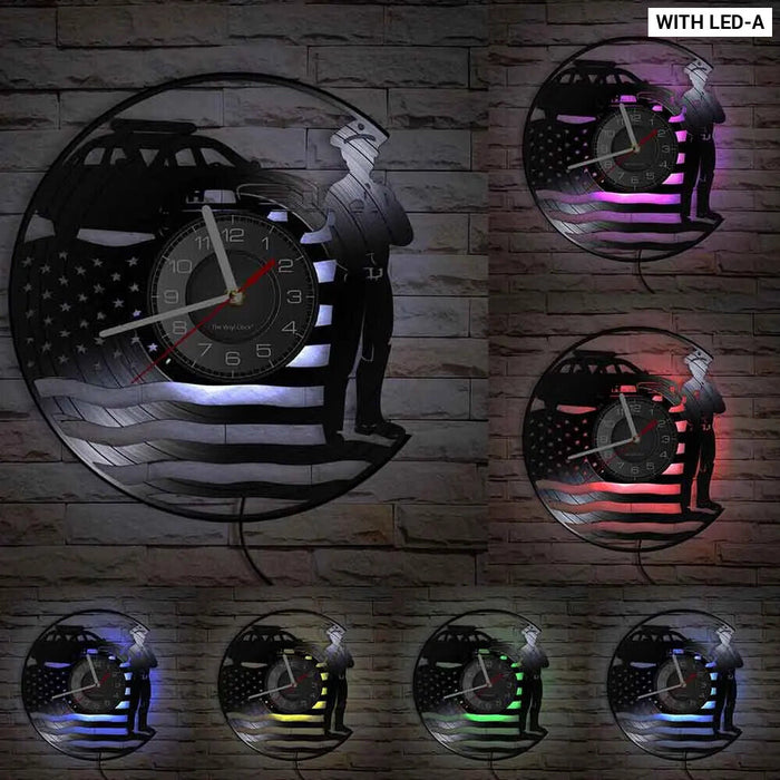 Usa Policeman Vinyl Record Wall Clock