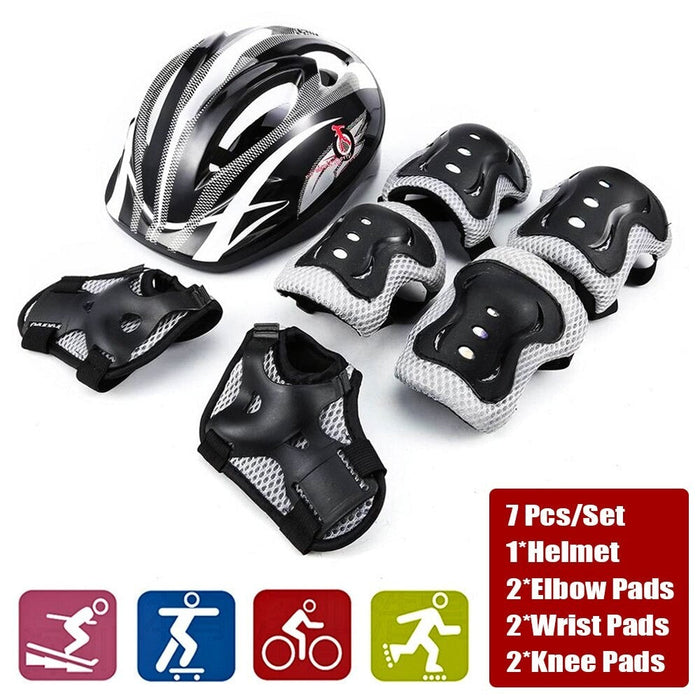 Kids Protective Gear Set Helmet Protector Knee Elbow Wrist Pads For Skateboard Skiing Scooter