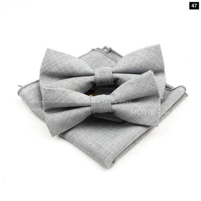 Design Cotton Handkerchief Set Adult And Kids Butterfly Bowtie Cufflink Brooch Party Suit Accessories