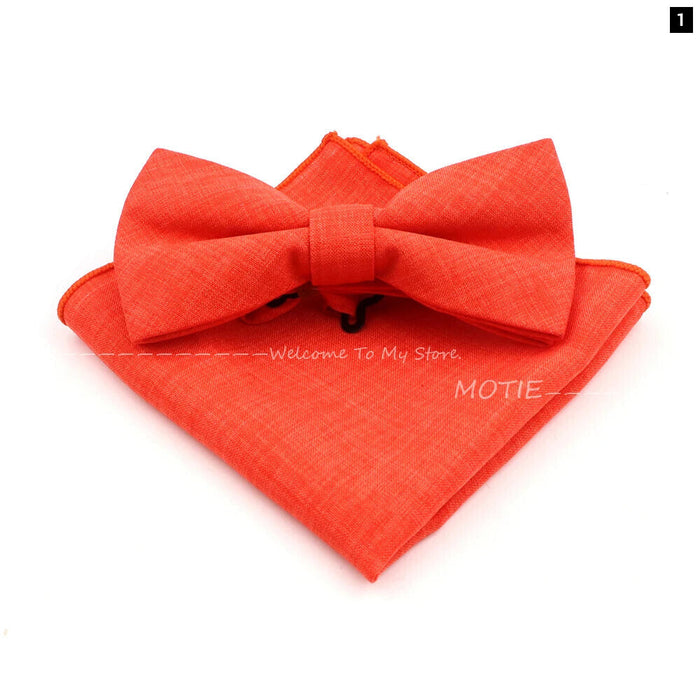 Design Cotton Handkerchief Set Adult And Kids Butterfly Bowtie Cufflink Brooch Party Suit Accessories