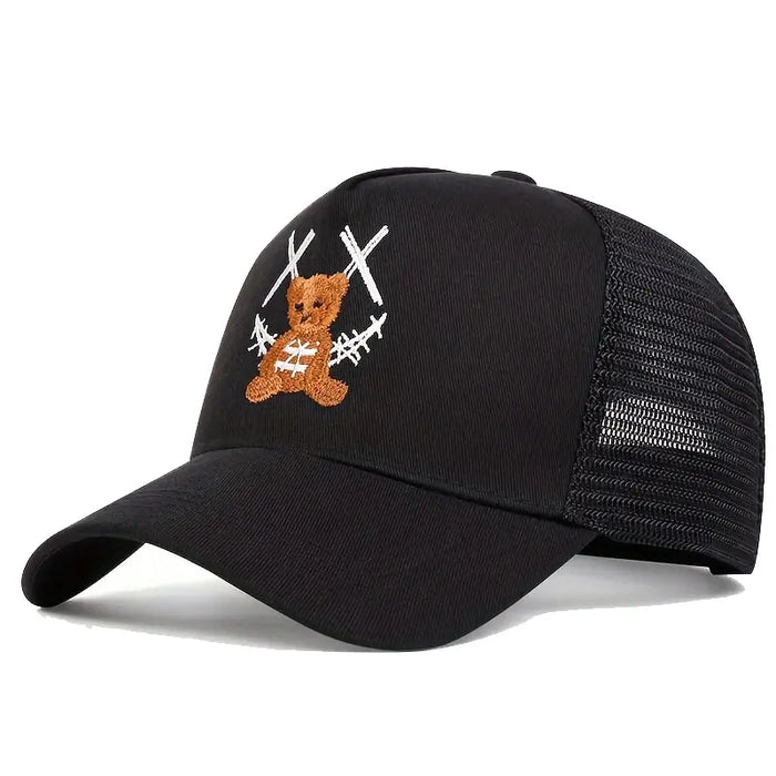 Smiling Bear Embroidered Baseball Cap / Hat For Outdoor Wear