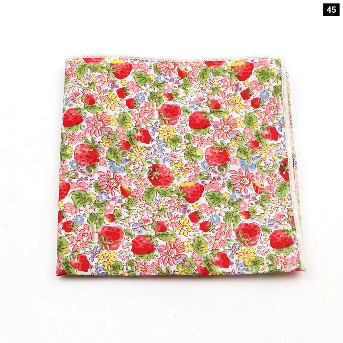 Floral Pocket Square For Men Classic White Cotton Handkerchief For Weddings And Daily Wear