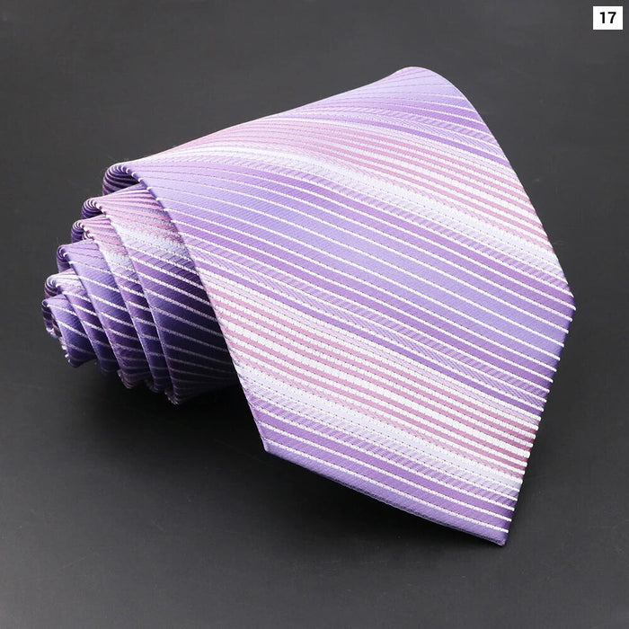 Purple Striped Necktie For Business Weddings And Daily Wear