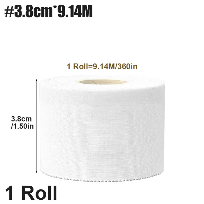 1 Roll White Cotton Non Sticky Residue Easy To Tear Athletic Tape For Injury Strain Knee Wrist