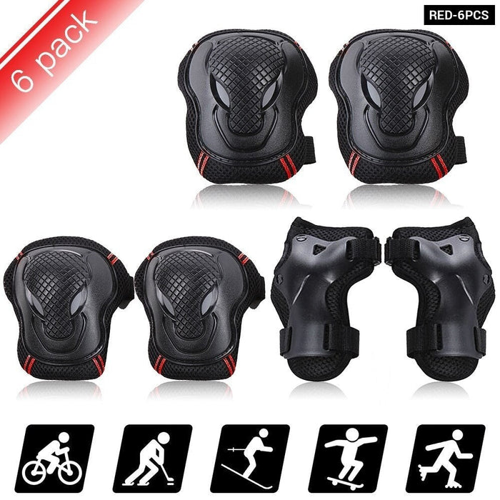 6 Pcs Knee Elbow Pads Wrist Guards Safety Protective Gear Set for Skateboard Cycling