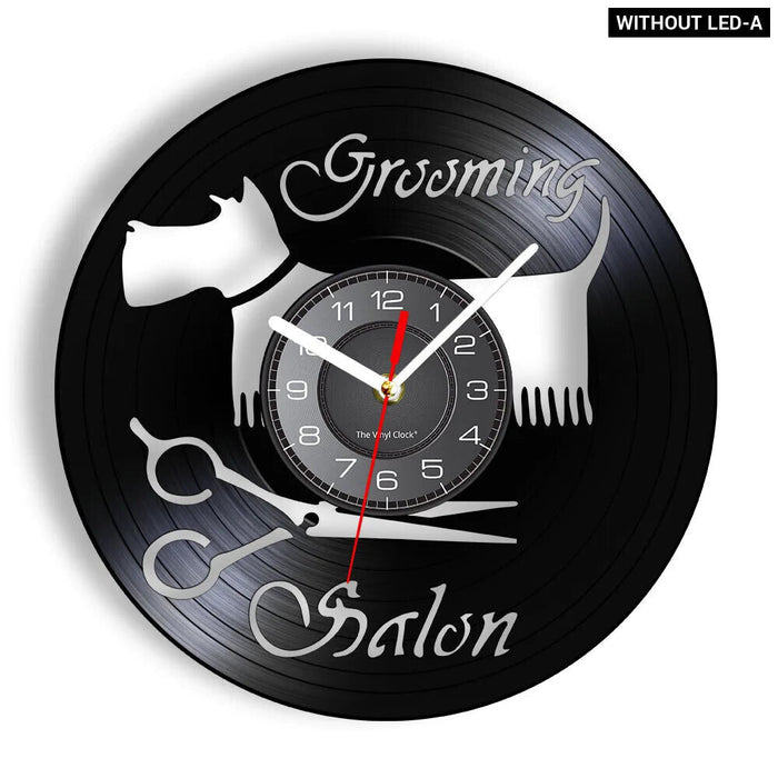 Pet Grooming Vinyl Record Clock