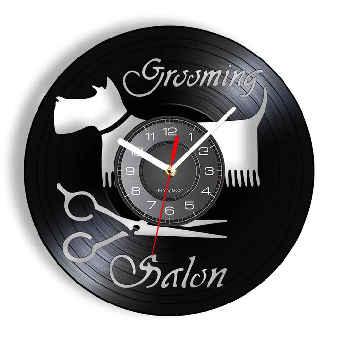 Pet Grooming Vinyl Record Clock