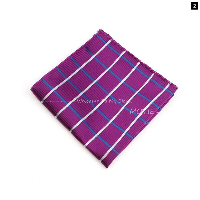 Purple Striped Handkerchief Mens Tuxedo Accessory