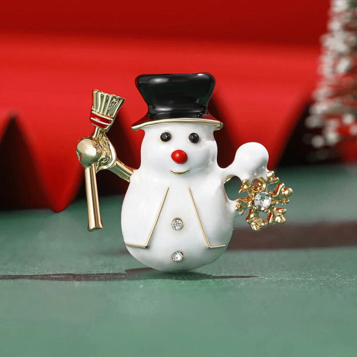 Christmas Enamel Pin Snowman Lapel For Women Winter Family