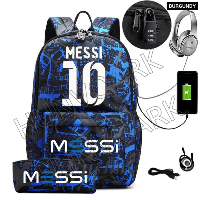 Unisex Messi Casual 15.6 Inch Laptop Back Light Anti Theft School Bag