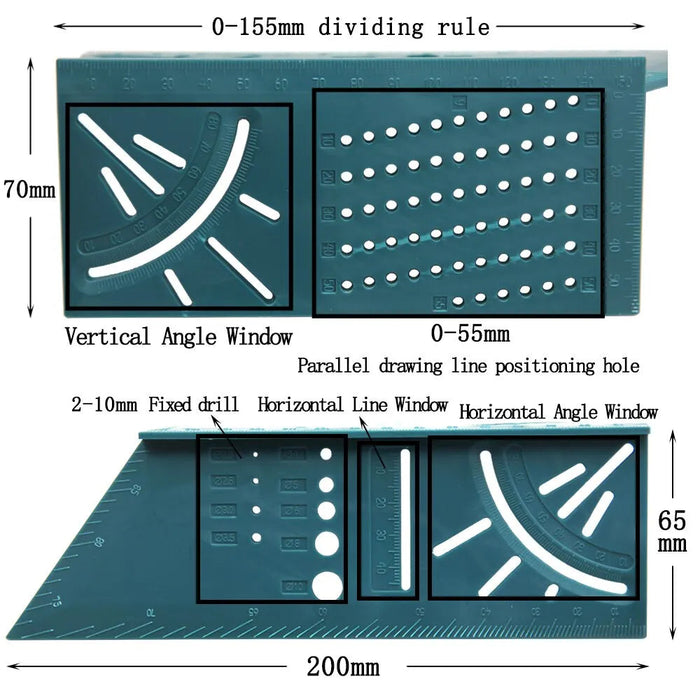 Multifunctional Three Dimensional Oblique Cutting Measuring Ruler