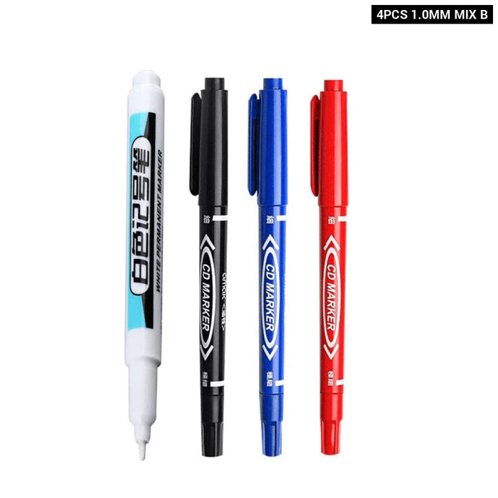 White Permanent Paint Pen Set For Multiple Surfaces 0.7Mm Tip