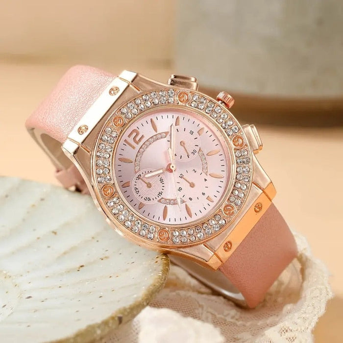 Watches Set Rhinestone Women Fashion Elegant Wristwatch Quartz Watch For Girl