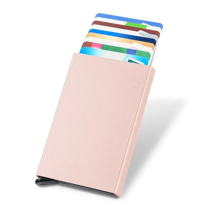 Slim Pop Up Wallet Rfid Blocking Mini Metal Case For Men Women Minimalist Credit Card Holder