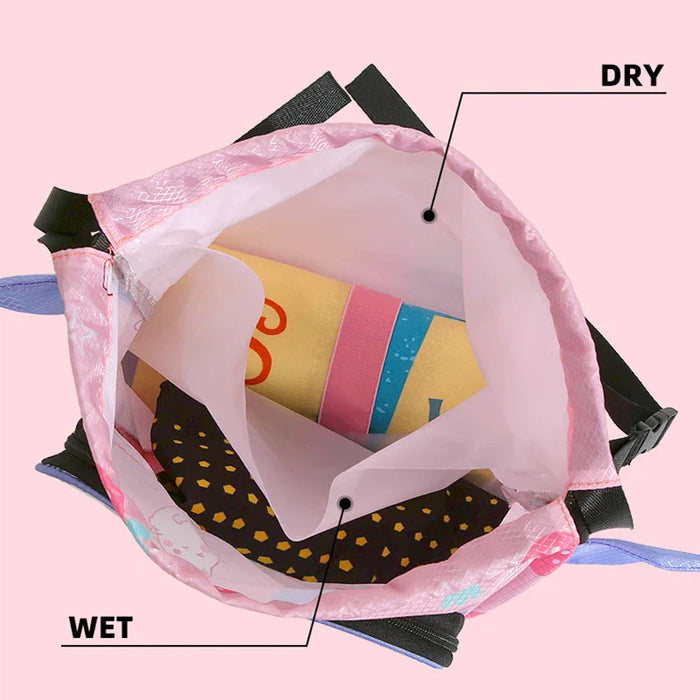 Drawstring Beach Bag Wet/dry Compartments