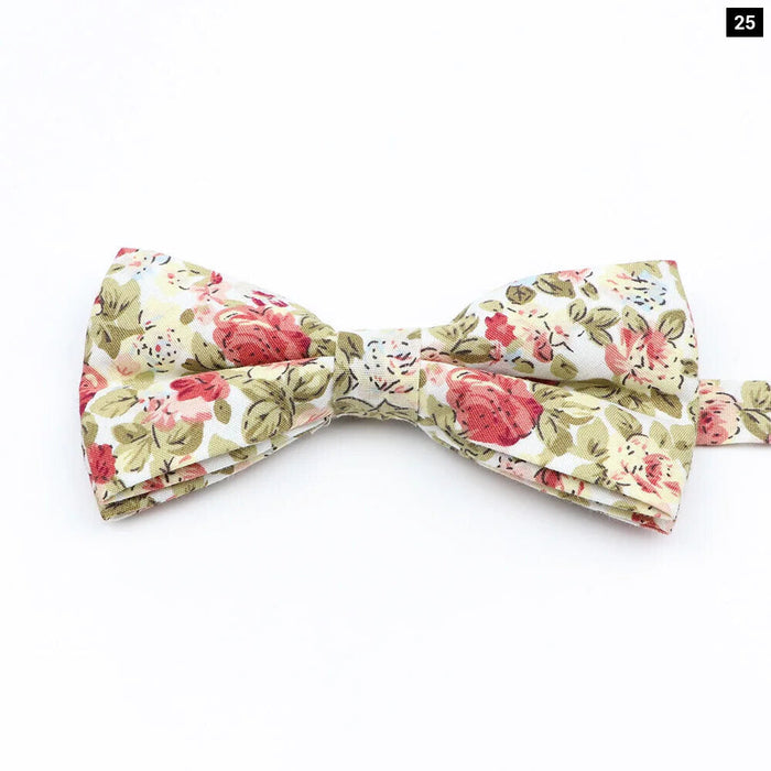 Colourful Floral Bow Ties Fashion Cotton Print For Mens Wedding And Business Suits