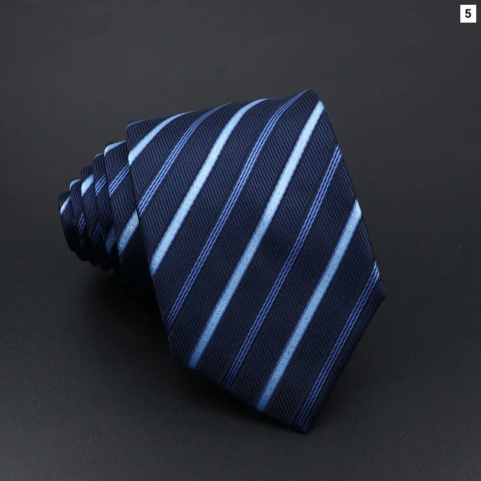 Mens Striped Tie 7Cm Luxury Jacquard Necktie For Business Wedding And Daily Wear