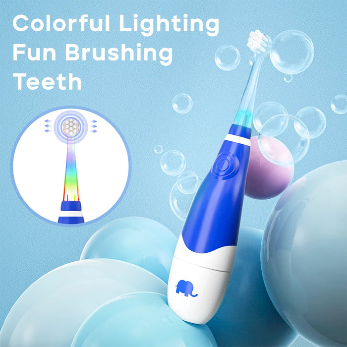 Led Kids Electric Toothbrush Waterproof Sonic Brush Replaceable Heads