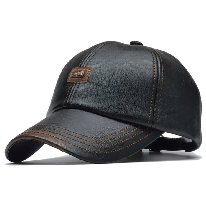 Adjustable Pu Leather Baseball Cap / Hat For Outdoor Wear